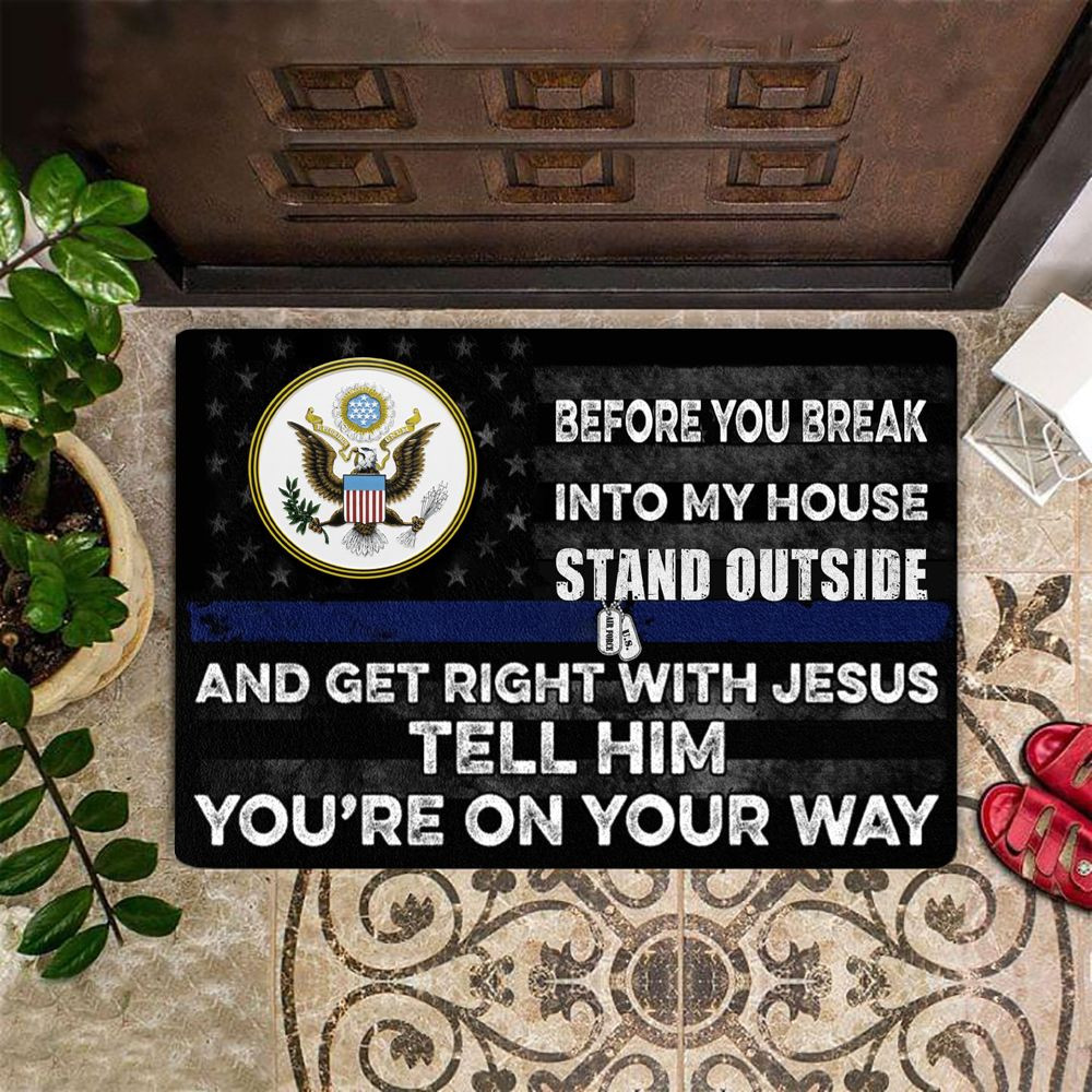 Great Seal Before You Break Into My House Doormat Cool Great Seal Of The U.S Logo Blue Line