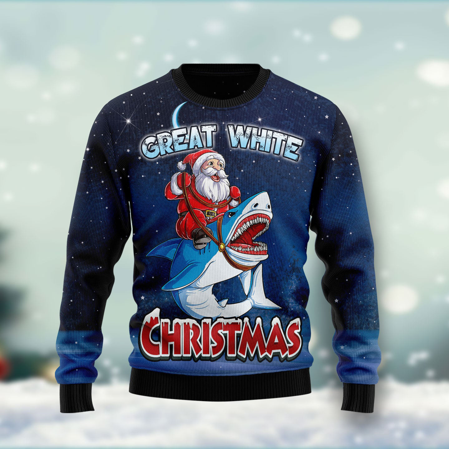 Great White Shark Ugly Christmas Sweater Funny Christmas Sweater Xmas Santa Gifts