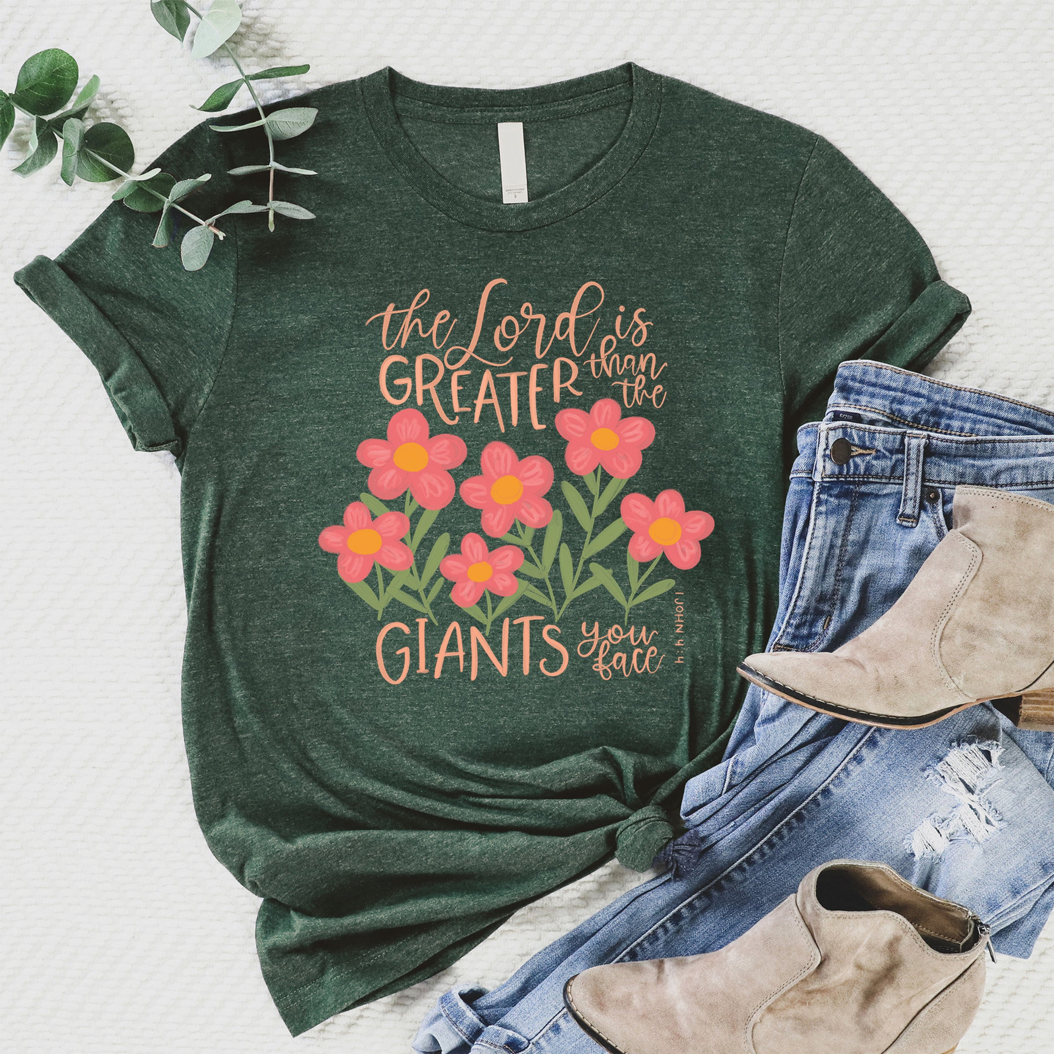 Greater Than The Giants T-Shirt Christian Faith Apparel Overcome Best Gift For Believers