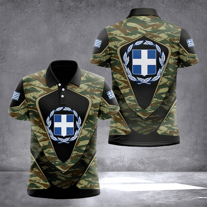Greece Coat Of Arms Camouflage Polo Shirt Greece Inspired Outfits Gifts For Greek