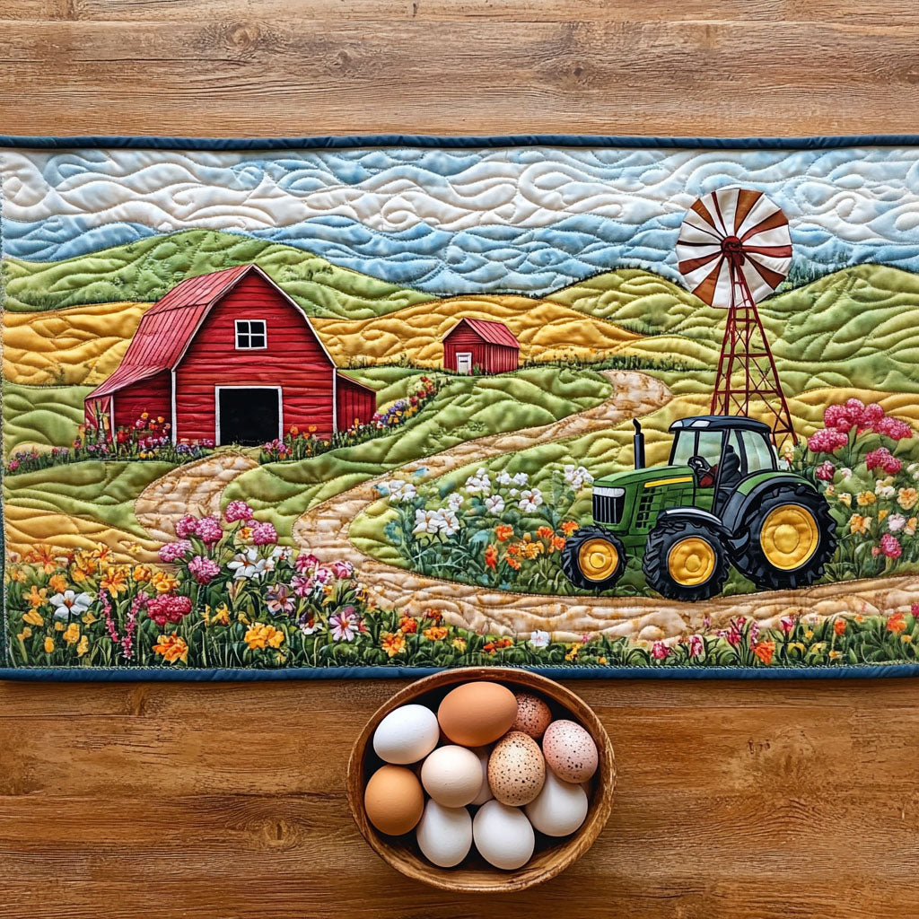 Green Acres Quilted Table Runner Dining Table Decor Unique Gifts For Farmers