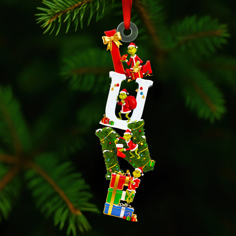 Green Alphabet Letter Ornament - Personalized Christmas Gifts - Christmas Ornament Gift Idea