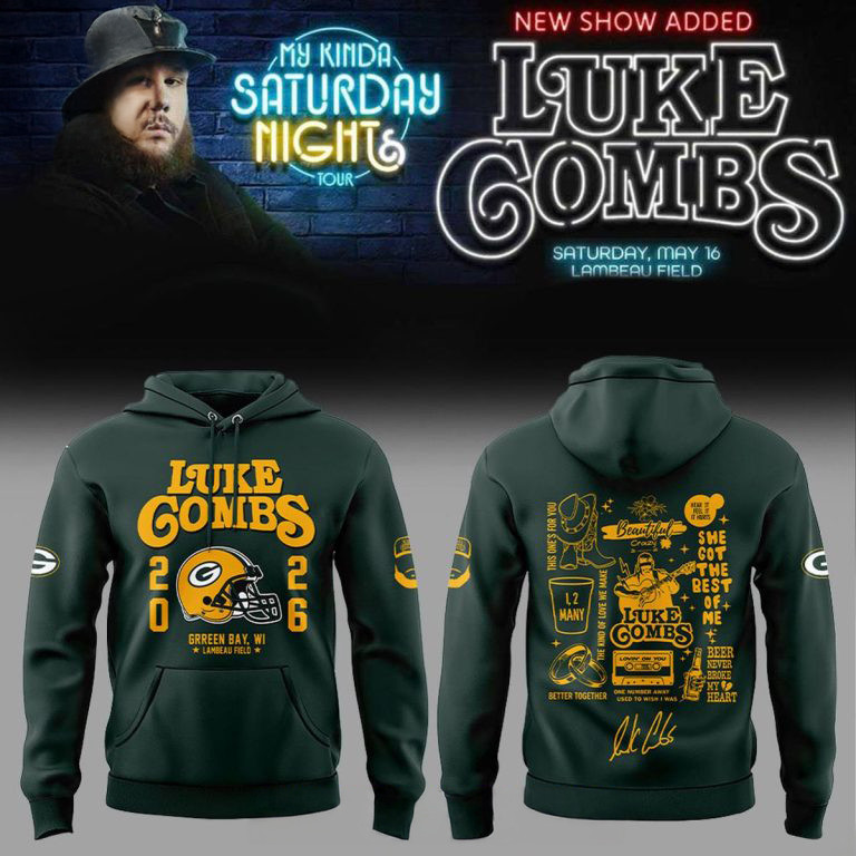 Green Bay Packers x Luke Combs My Kinda Saturday 2026 Hoodie Green Bay Apparel Football Gear