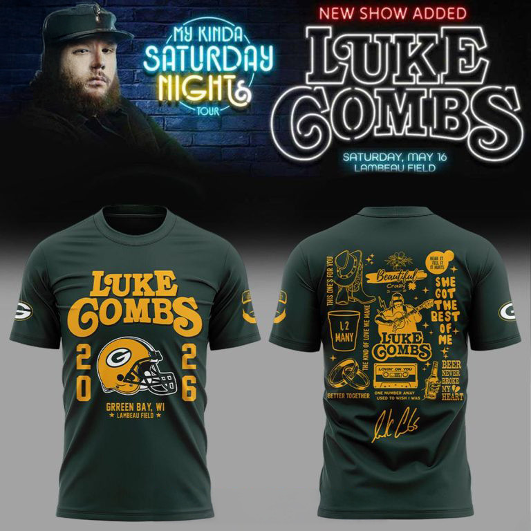 Green Bay Packers x Luke Combs My Kinda Saturday 2026 T-Shirt Green Bay Packers Merch Fan Gear