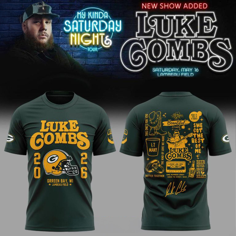 Green Bay Packers x Luke Combs My Kinda Saturday 2026 T-Shirt Green Bay Shirt Football Gear