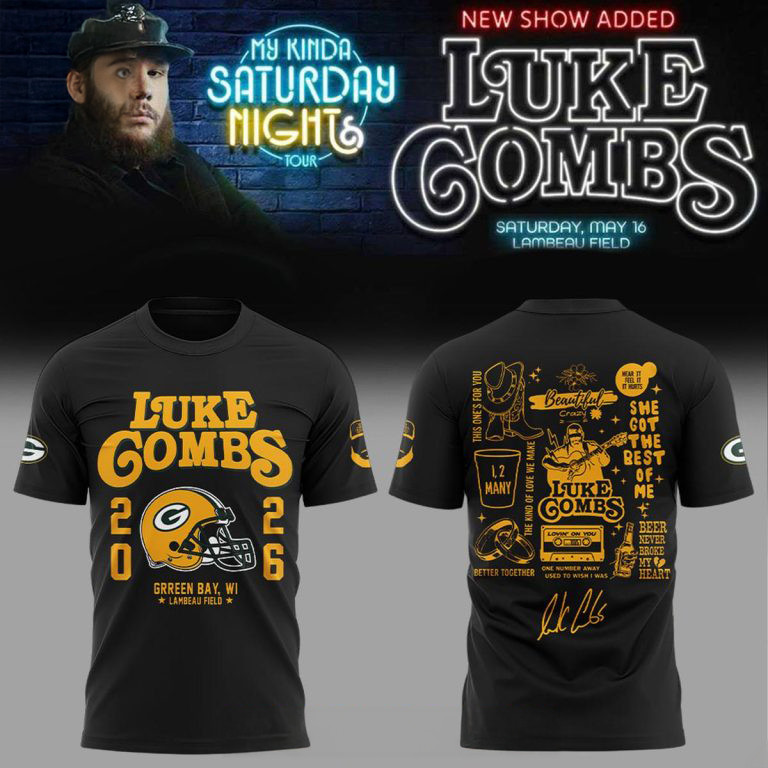 Green Bay Packers x Luke Combs My Kinda Saturday 2026 T-Shirt Music Concert Tee Gift For Him