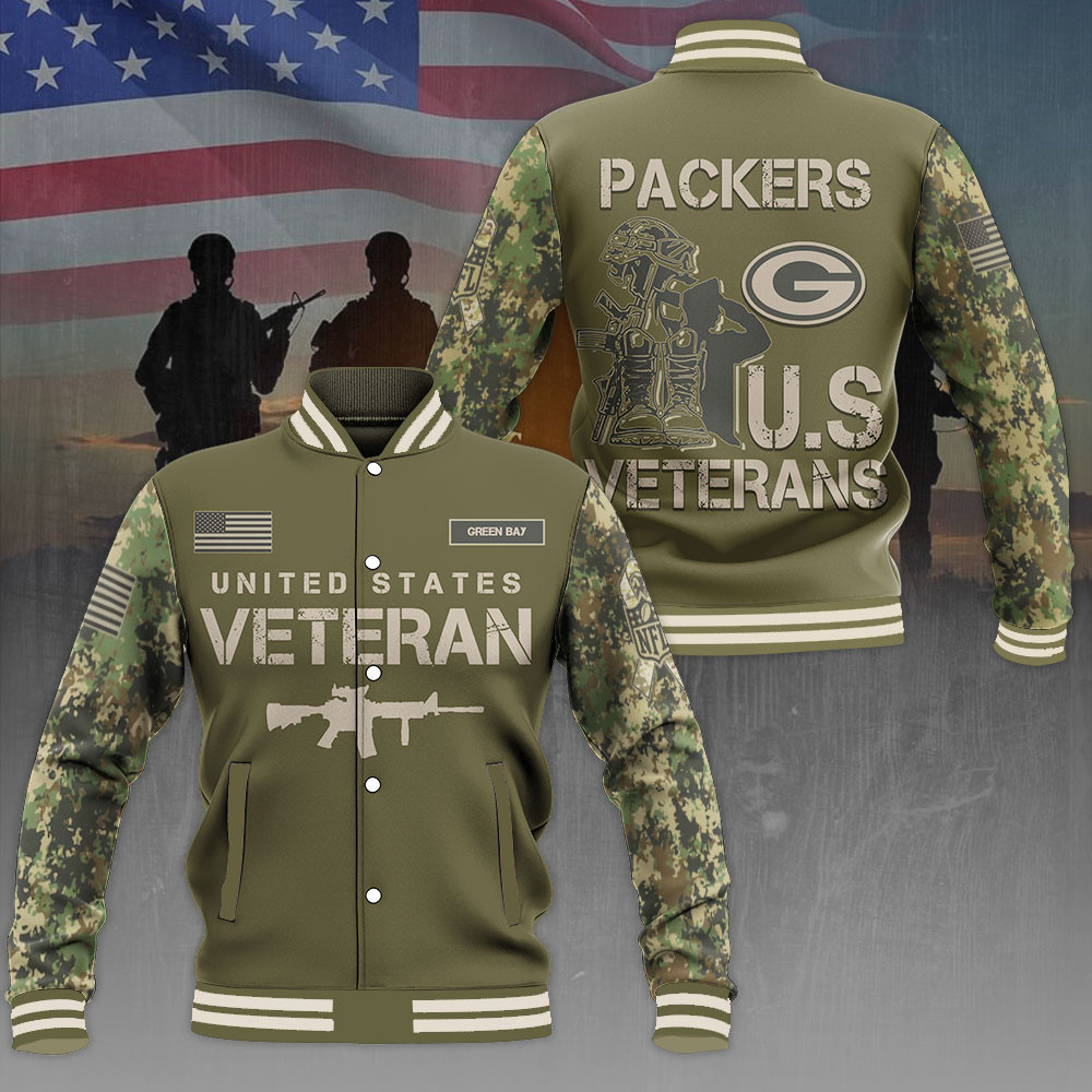 Green Bay Packers X US Veterans Jacket Military Apparel Gifts For Green Bay Packers Fans