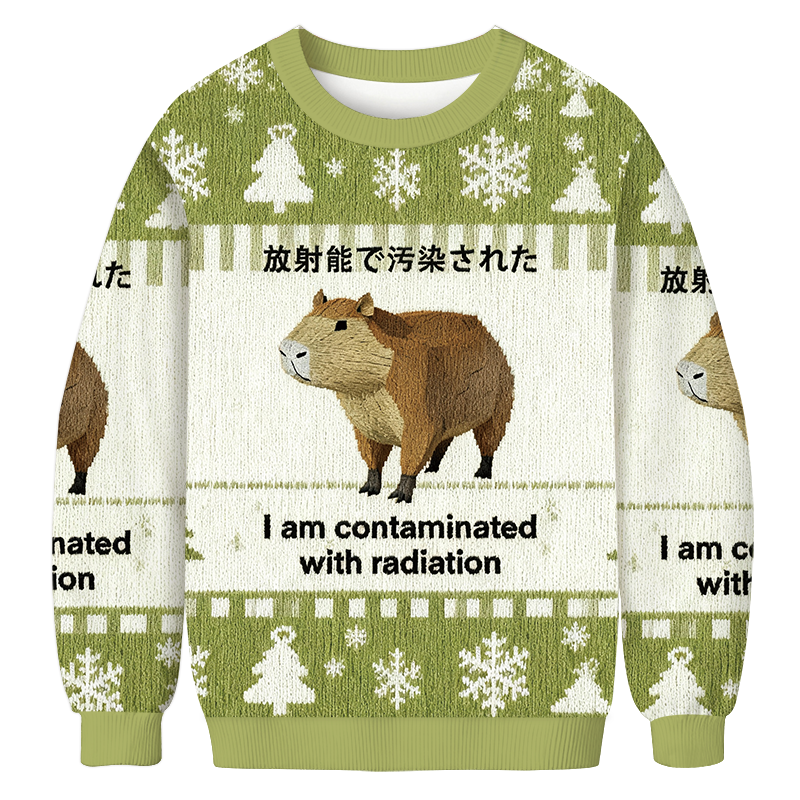 Green Capybara Contaminated By Radiation Christmas Ugly Sweatshirt Funny Christmas Holiday Sweater Gift Ideas Green Capybara Contaminated By Radiation Christmas Ugly Sweatshirt Funny Christmas Holiday Sweater Gift Ideas