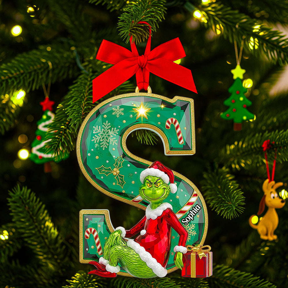 Green Crystal Alphabet Ornament Personalized Christmas Gifts - Christmas Ornament Gift Idea