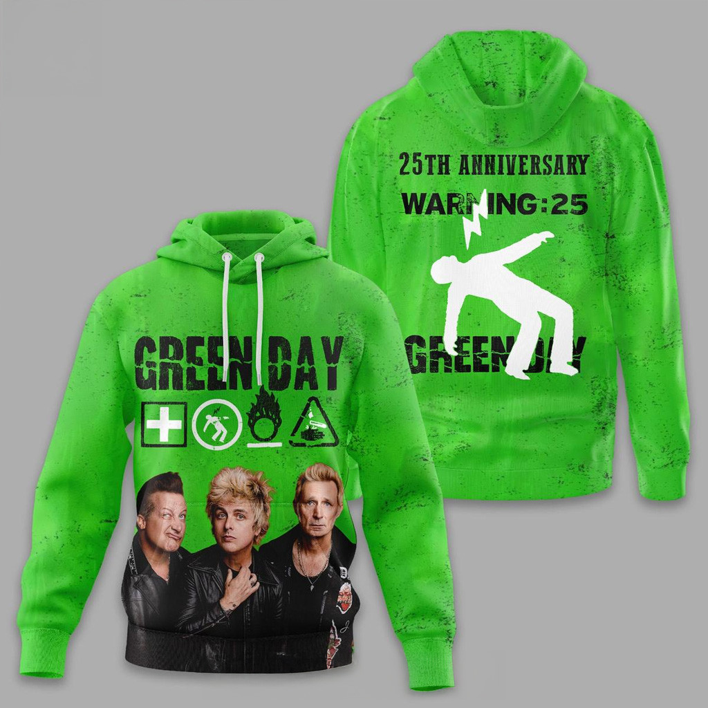 Green Day 25th Anniversary Warning 25 Hoodie Green Day Merch Birthday Gifts For Brother