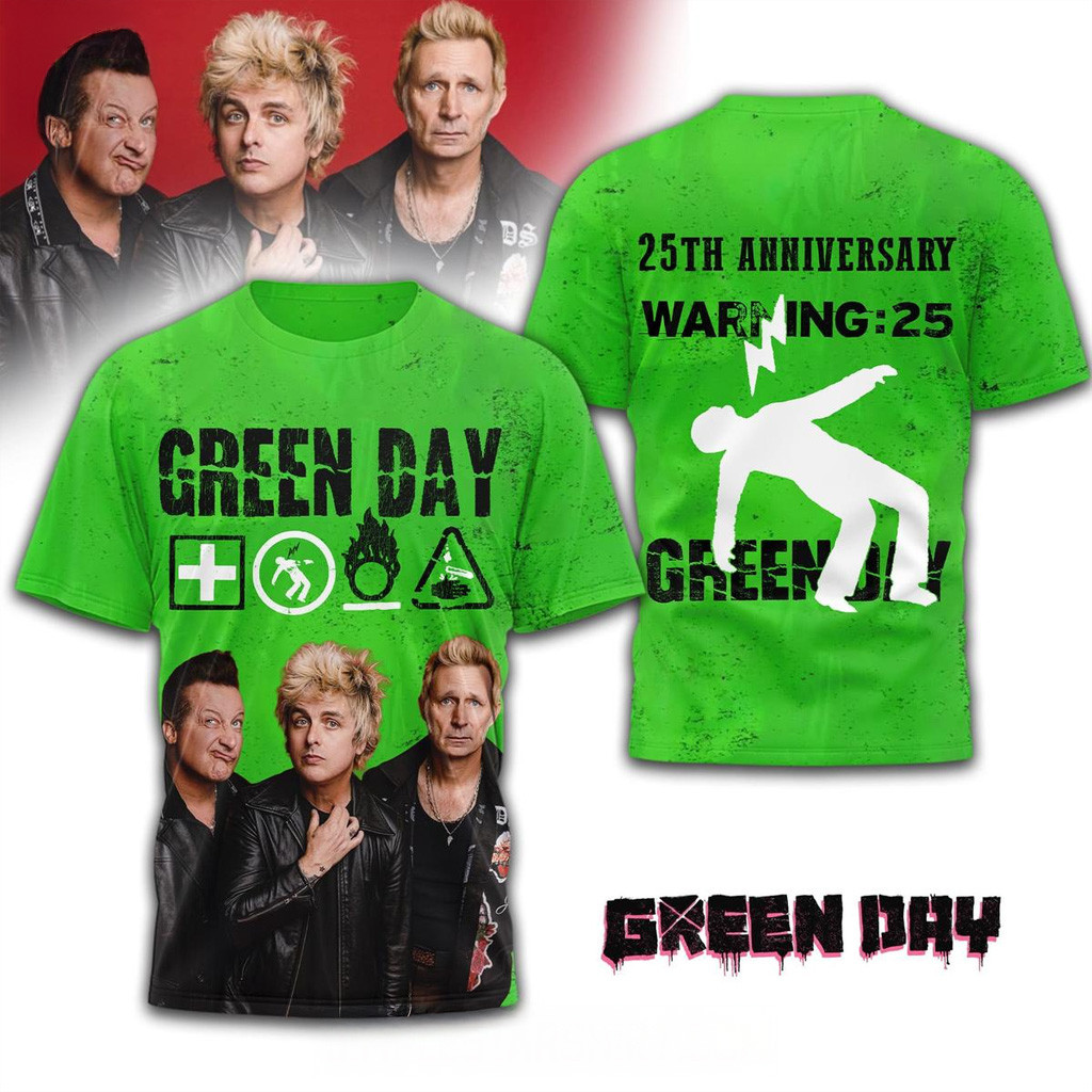 Green Day 25th Anniversary Warning 25 T-Shirt Green Day Merch Birthday Gifts For Son