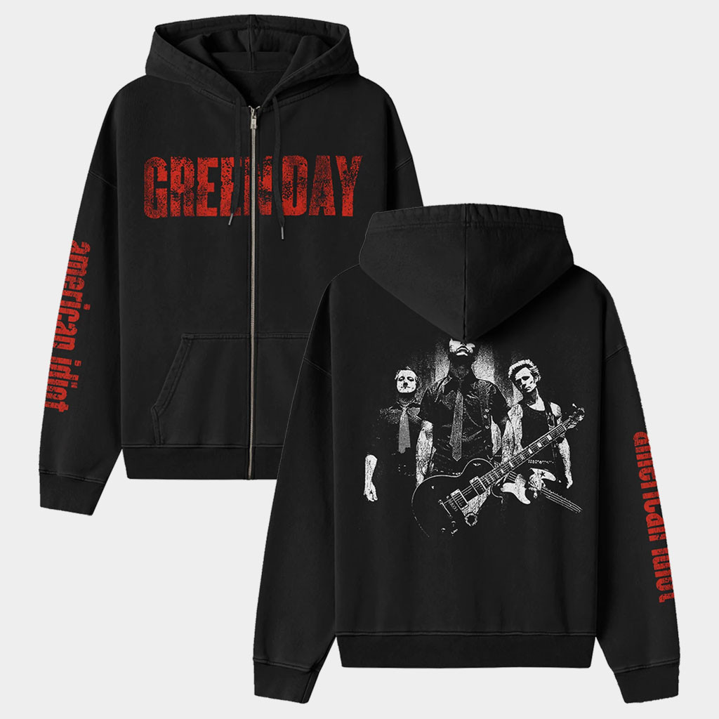 Green Day Merch American Idiot Photo Back Zip Hoodie Green Day Hoodie Birthday Gift For Brother-1