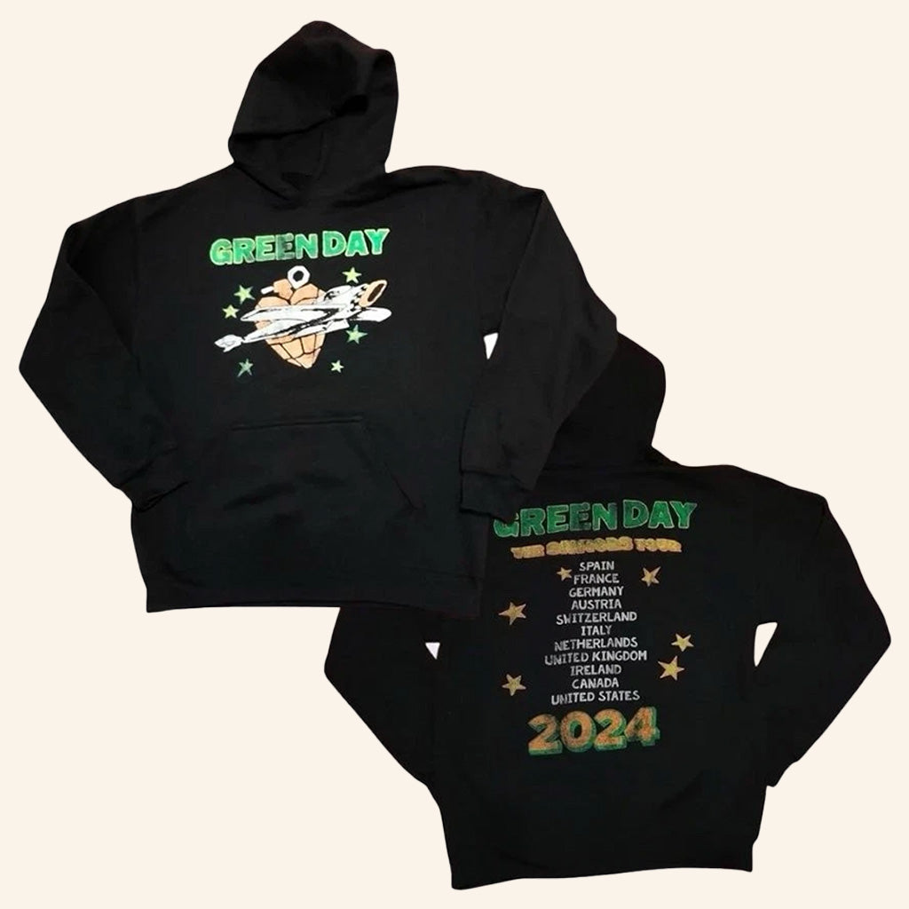 Green Day SAVIORS Tour Merch 2024 Grenade Black Hoodie Gifts For Him