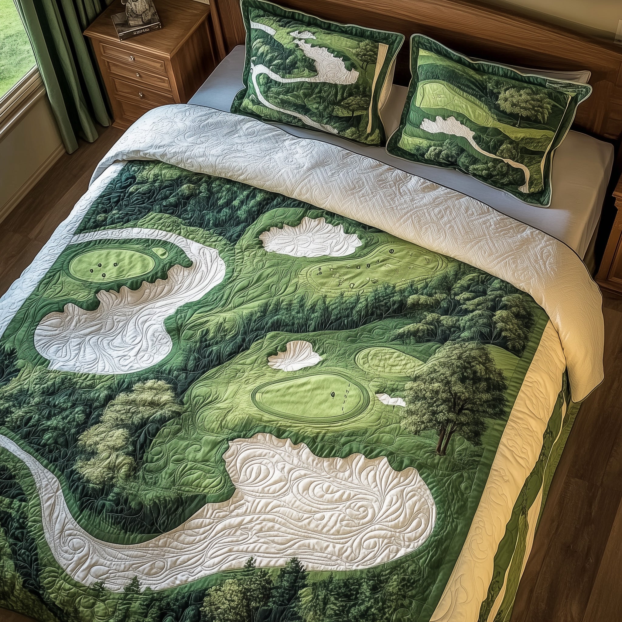 Green Dream Quilted Bedding Set Duvet Cover Merchandise Best Golf Gifts For Women