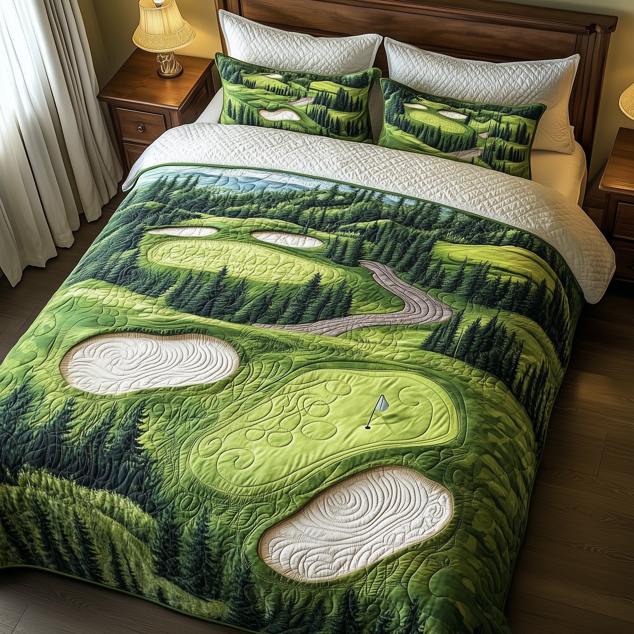 Green Dream Quilted Bedding Set Duvet Cover Merchandise Best Golf Gifts Women