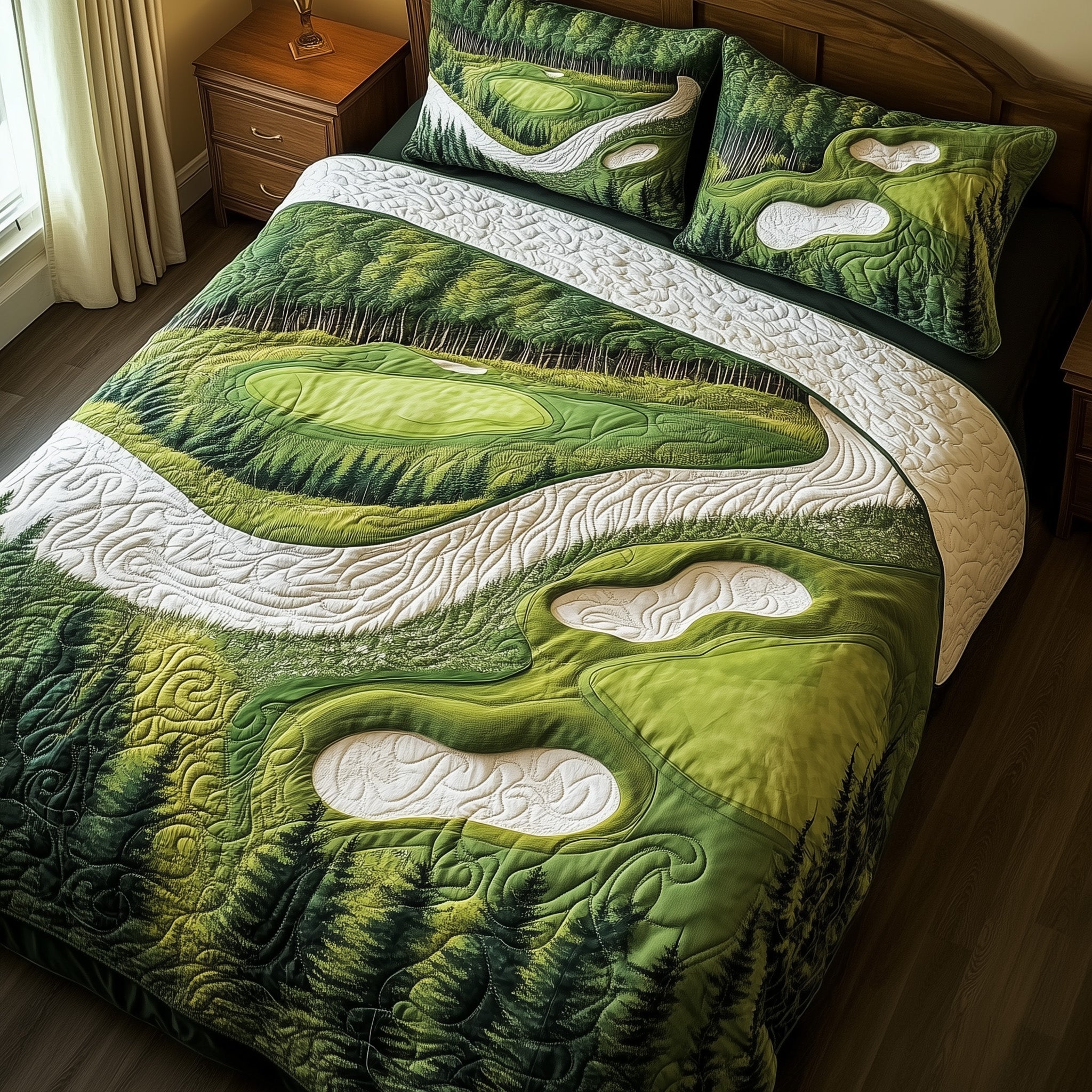 Green Dream Quilted Bedding Set Duvet Cover Merchandise Gifts For New Golfers