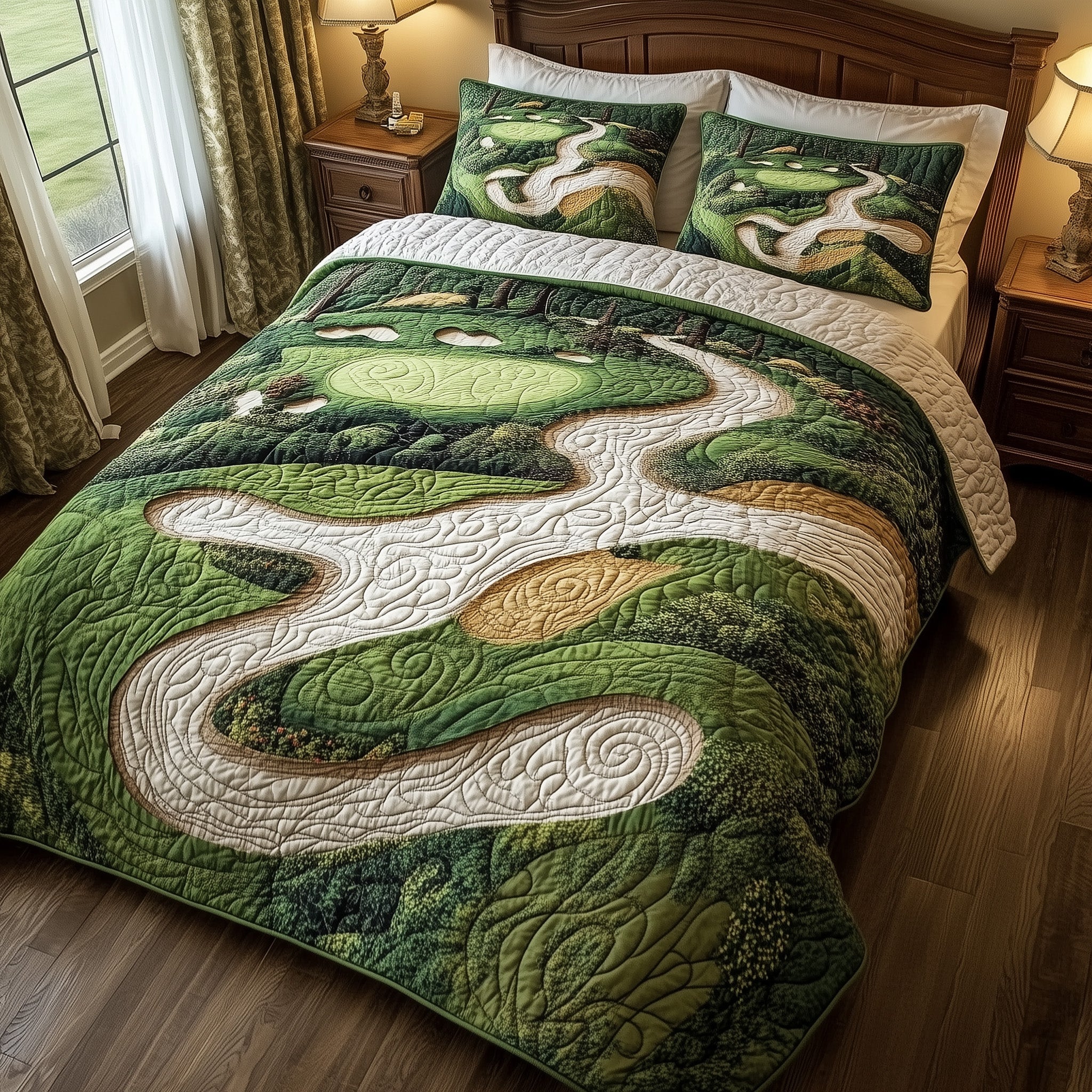 Green Dream Quilted Bedding Set Duvet Cover Merchandise Golf Gifts For Her