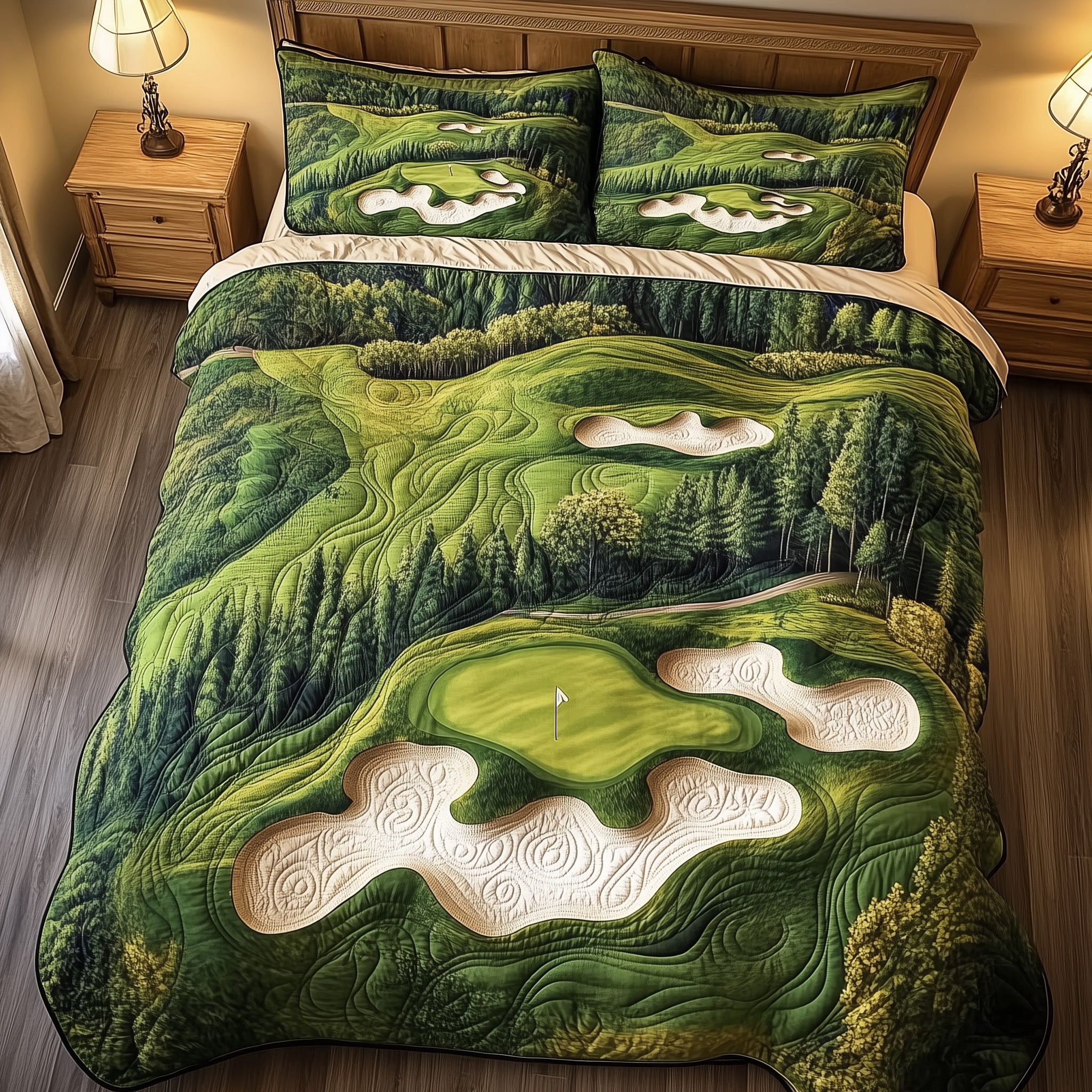 Green Dream Quilted Bedding Set Duvet Cover Merchandise Grandpa Golf Gifts