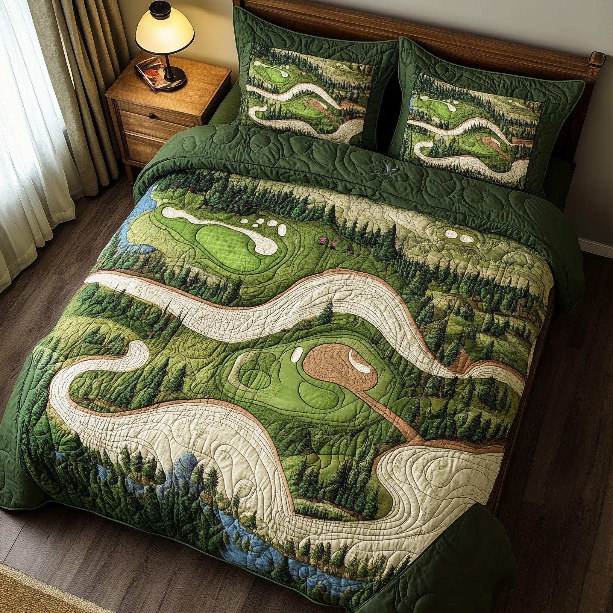 Green Dream Quilted Bedding Set Duvet Cover Merchandise Unusual Golf Gifts For Ladies