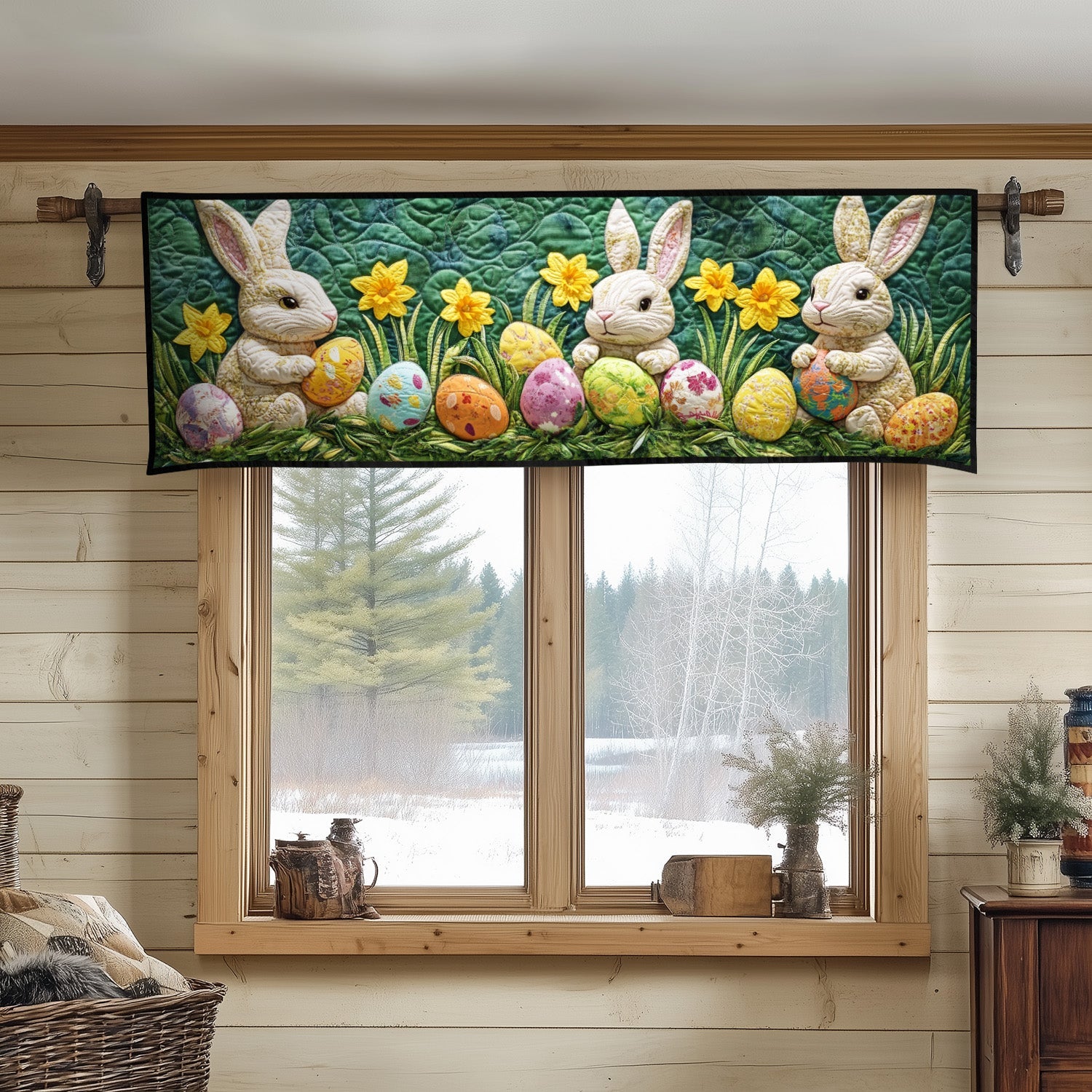 Green Easter Garden Quilted Valance Christmas Decor Easter Themed Gifts