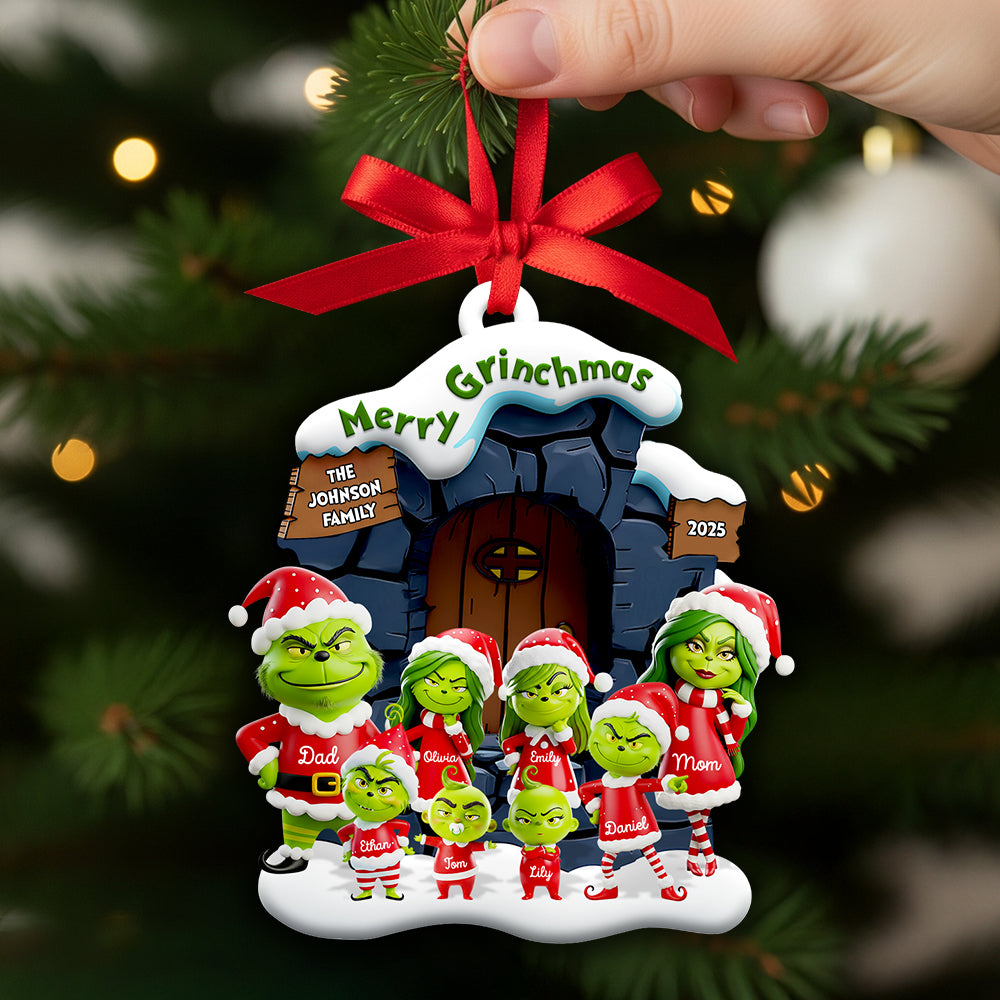 Green Family Christmas Ornament Personalized Gifts For Famiy - Cute Christmas Tree Gift Idea