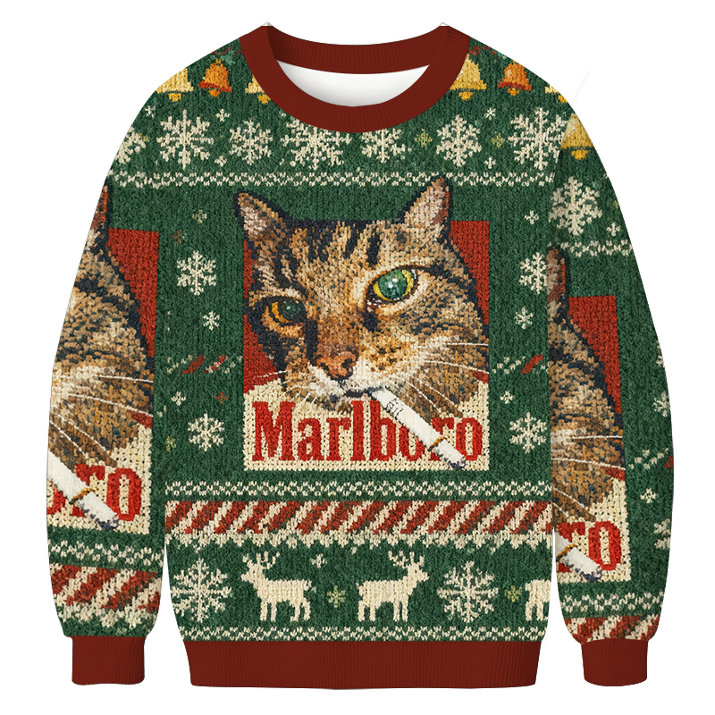 Green Funny Smoking Cat Meme Christmas Ugly Sweatshirt Christmas Party Novelty Sweater Gift Ideas Green Funny Smoking Cat Meme Christmas Ugly Sweatshirt Christmas Party Novelty Sweater Gift Ideas