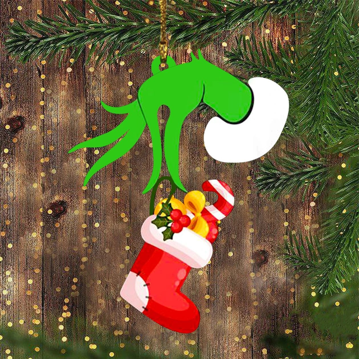 Green Hand Hold An Ornament Sock Christmas Ornament Cute Christmas Ornament For Tree Decoration