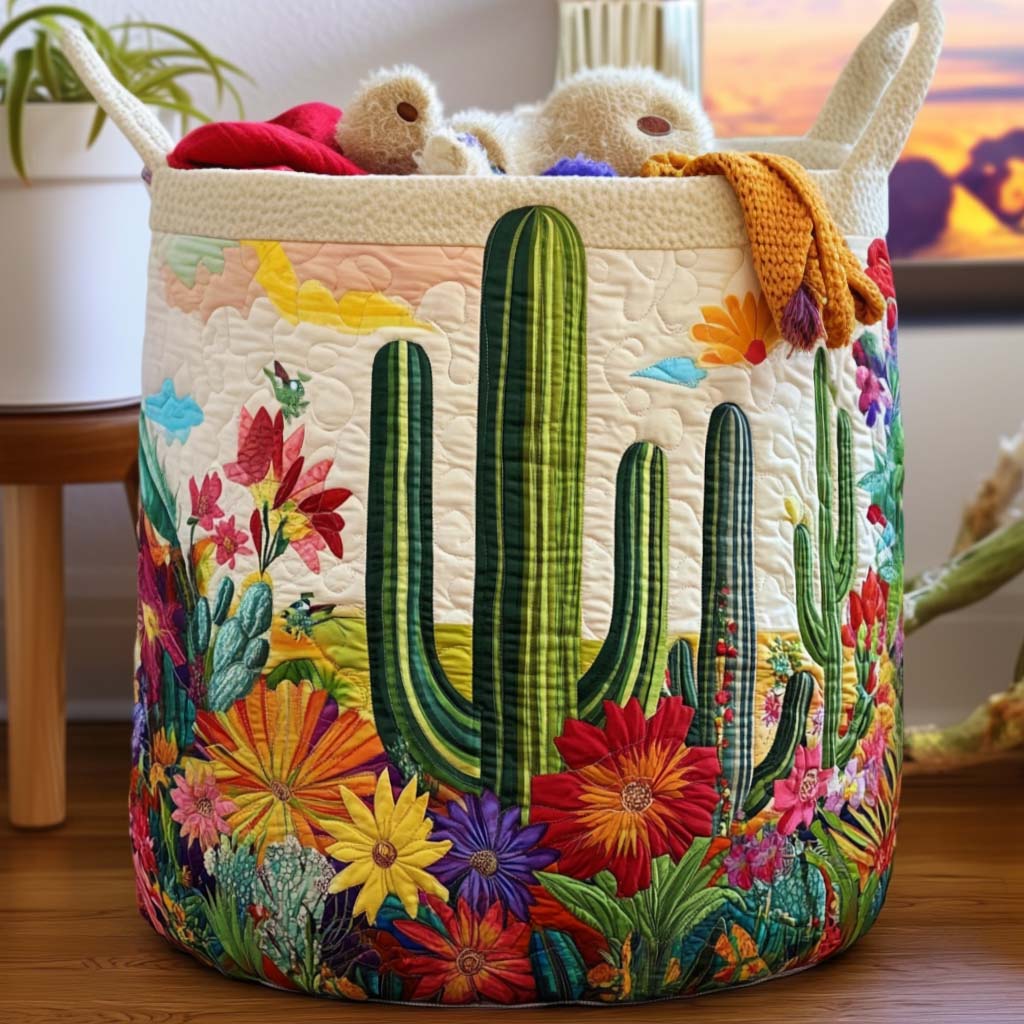 Green Haven Quilted Laundry Basket Thoughtful Quilted Basket Gift for Home Essentials