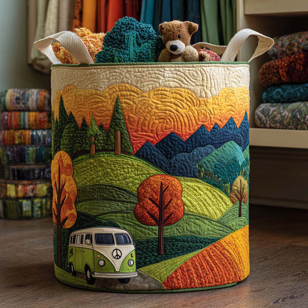 Green Journey Quilted Laundry Basket Soft and Durable Quilted Storage Basket for Laundry Room