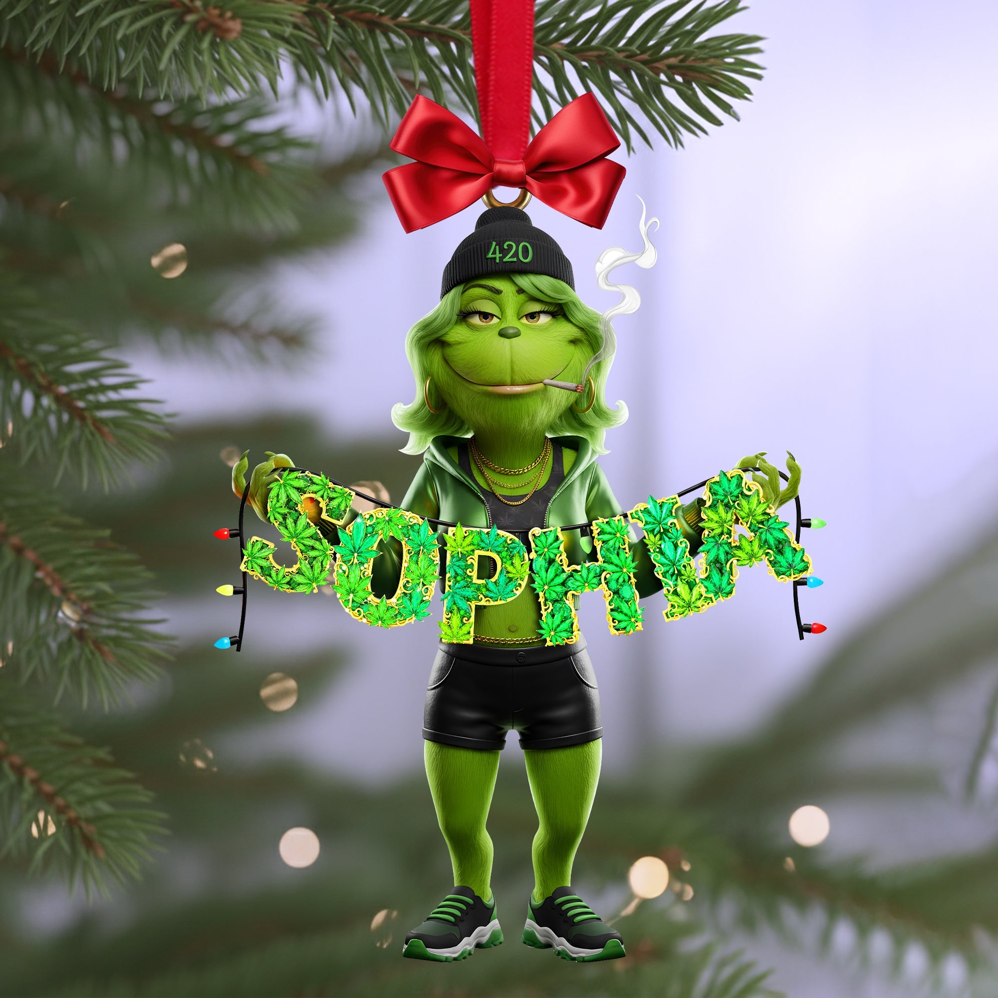 Green Monster Alphabet Letter Ornament - Personalized Gift For Stoners - Funny Christmas Ornament Gift Green Monster Alphabet Letter Ornament - Personalized Gift For Stoners - Funny Christmas Ornament Gift