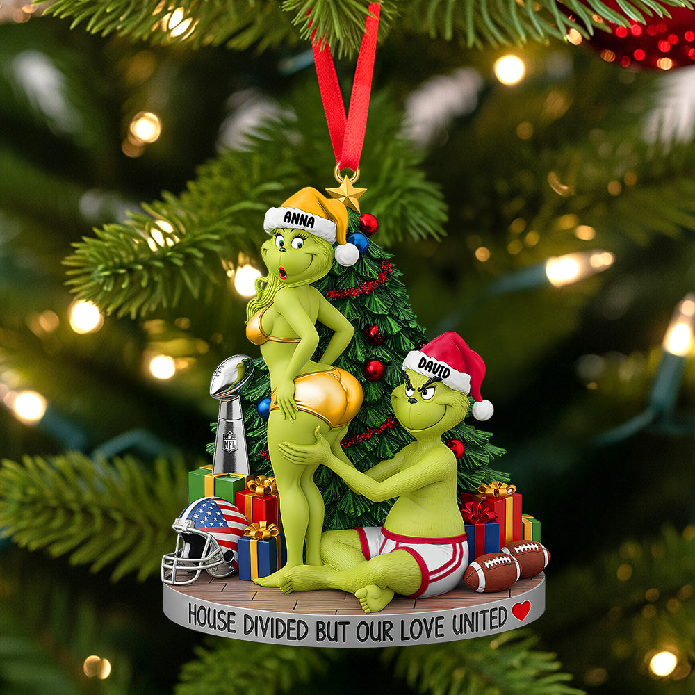 Green Monster Couple - House Divided Ornament - Personalized Christmas Gifts - Xmas Ornament Gift