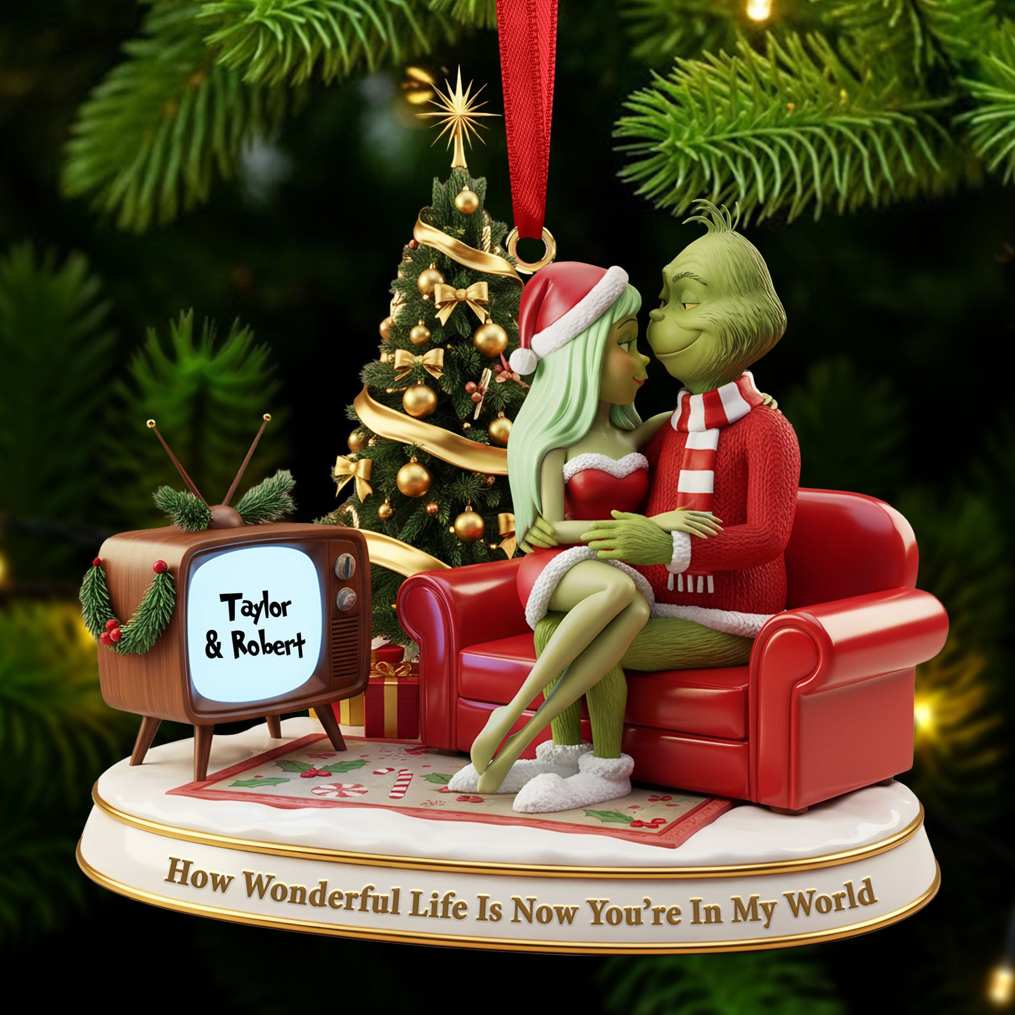 Green Monster Couple Ornament - Personalized Gift For Couple Christmas Ornament - Fun Holiday Ornament Gift Green Monster Couple Ornament - Personalized Gift For Couple Christmas Ornament - Fun Holiday Ornament Gift