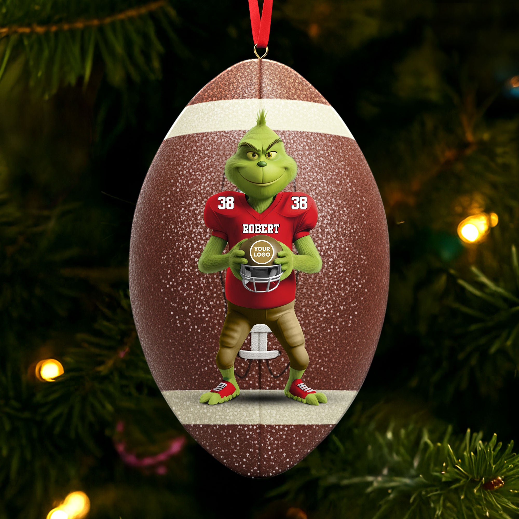 Green Monster Ornament - Personalized Gifts For Sport Lovers - Cute Christmas Tree Gift Idea