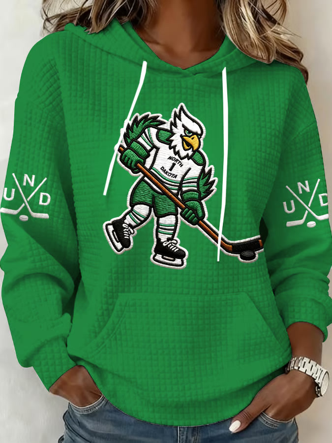 Green North Dakota Ice Hockey Hoodie Game Day Hoodie Gifts For Hockey Fans