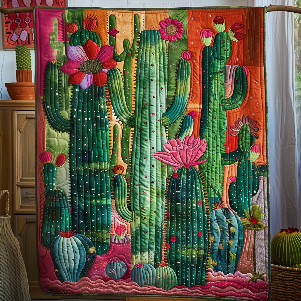 Green Oasis Quilted Blanket Cute Blankets For Adults