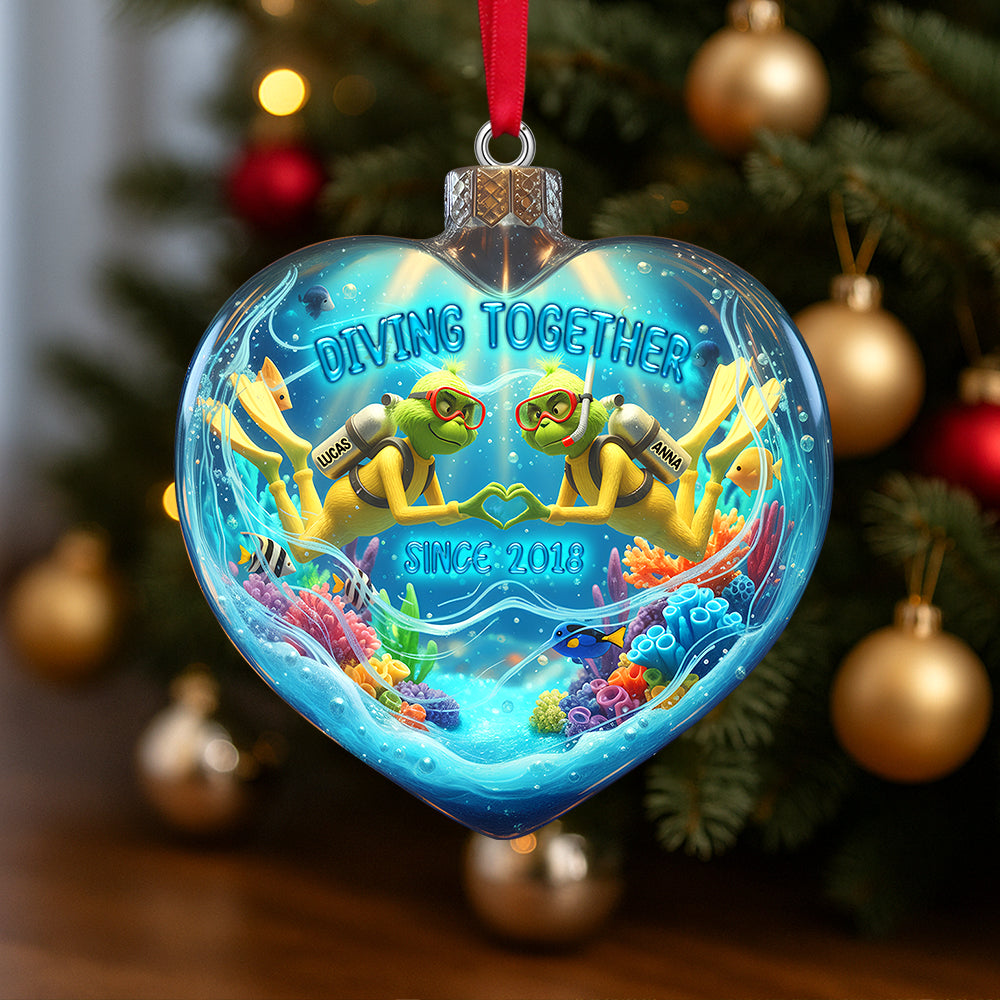 Green Scuba Diving Couple Ornament - Personalized Gifts For Scuba Diving Couple - Fun Holiday Ornament Gift Green Scuba Diving Couple Ornament - Personalized Gifts For Scuba Diving Couple - Fun Holiday Ornament Gift