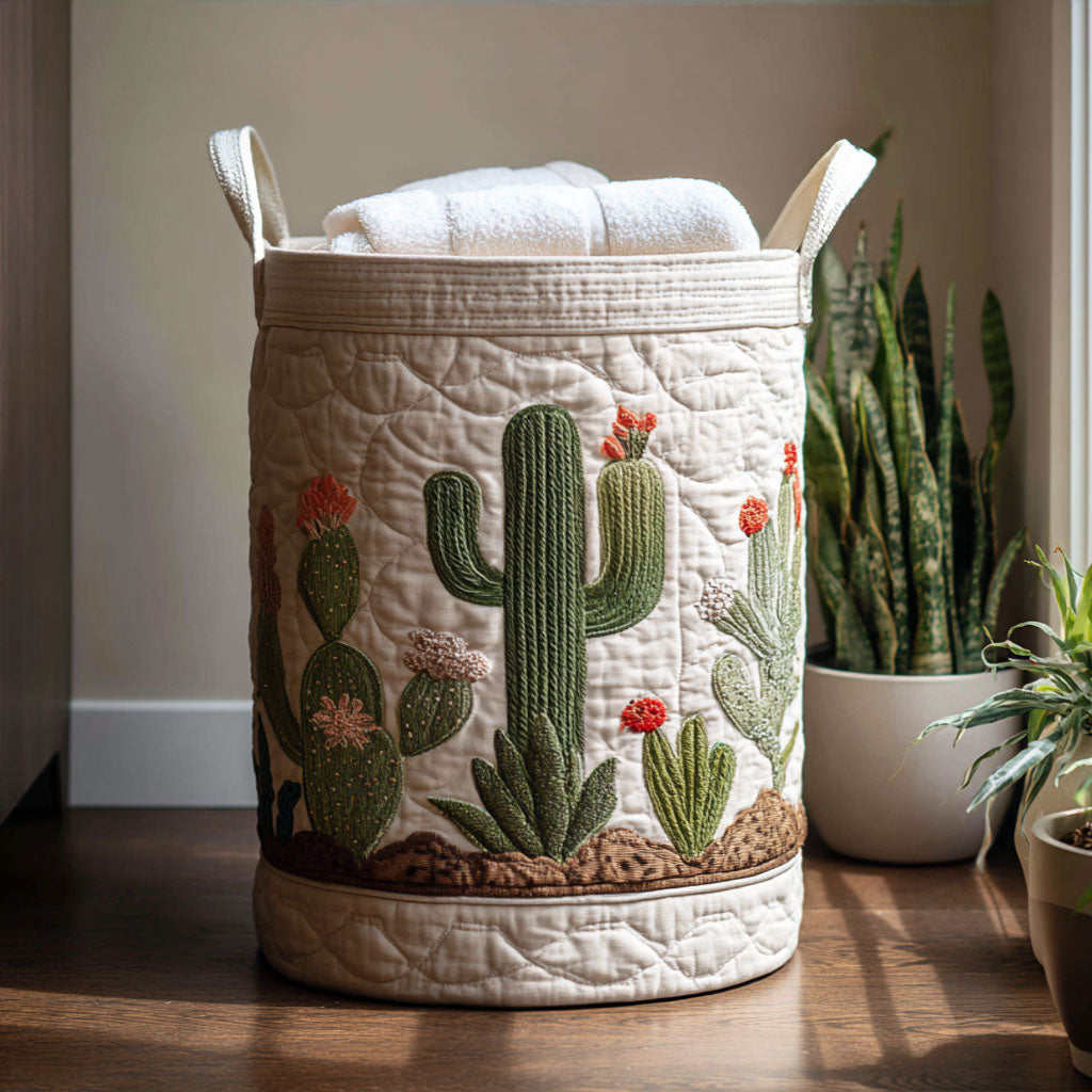 Green Spines Quilted Laundry Basket Mother's Day Merch Gift