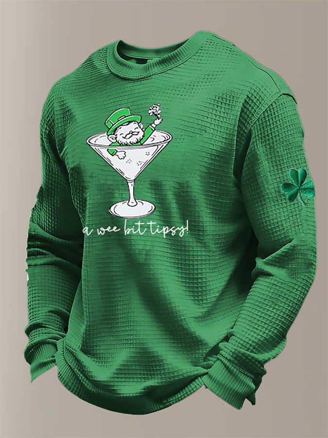 Green St Patrick's Day A Wee Bit Tipsy Long Sleeve Shirt Irish Theme Gift Ideas
