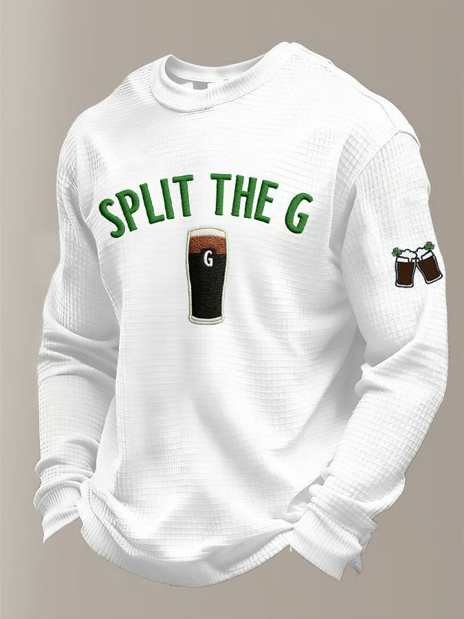 Green St Patrick'S Day Split The G Y2K Irish Beer Long Sleeve T Shirt Irish Theme Gift Ideas