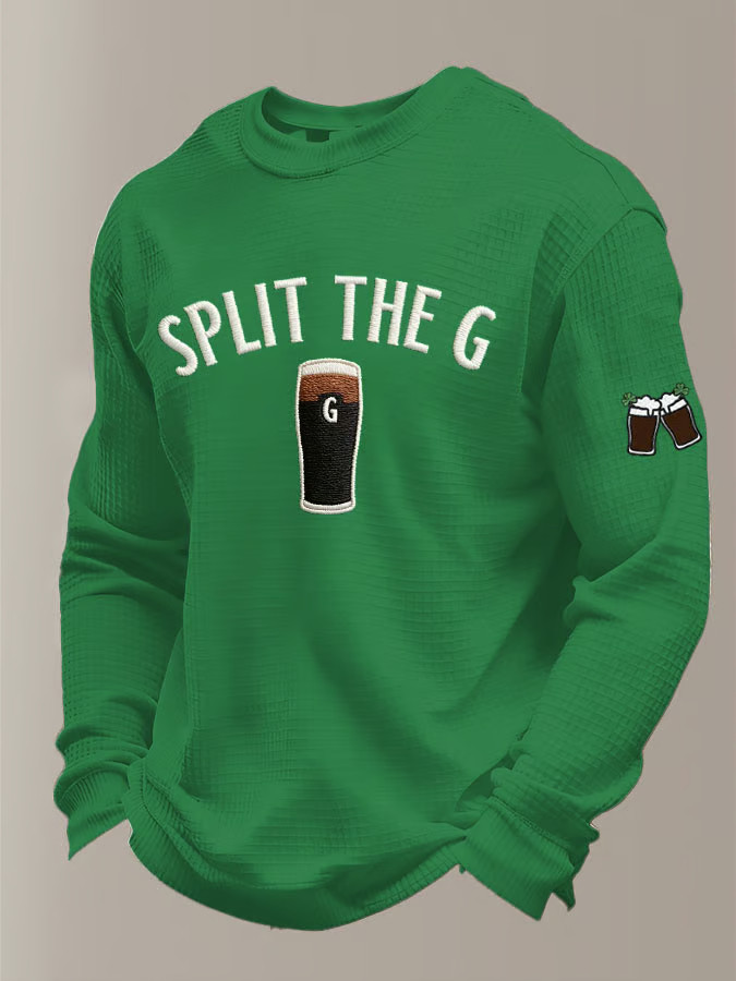Green St Patrick'S Day Split The G Y2K Irish Beer Long Sleeve T Shirt Irish Theme Gift Ideas