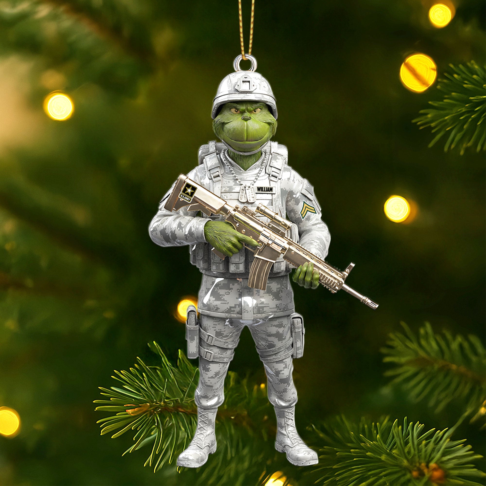 Green Veteran Ornament - Personalized Gifts For Veterans - Holiday Tree Decoration Gift