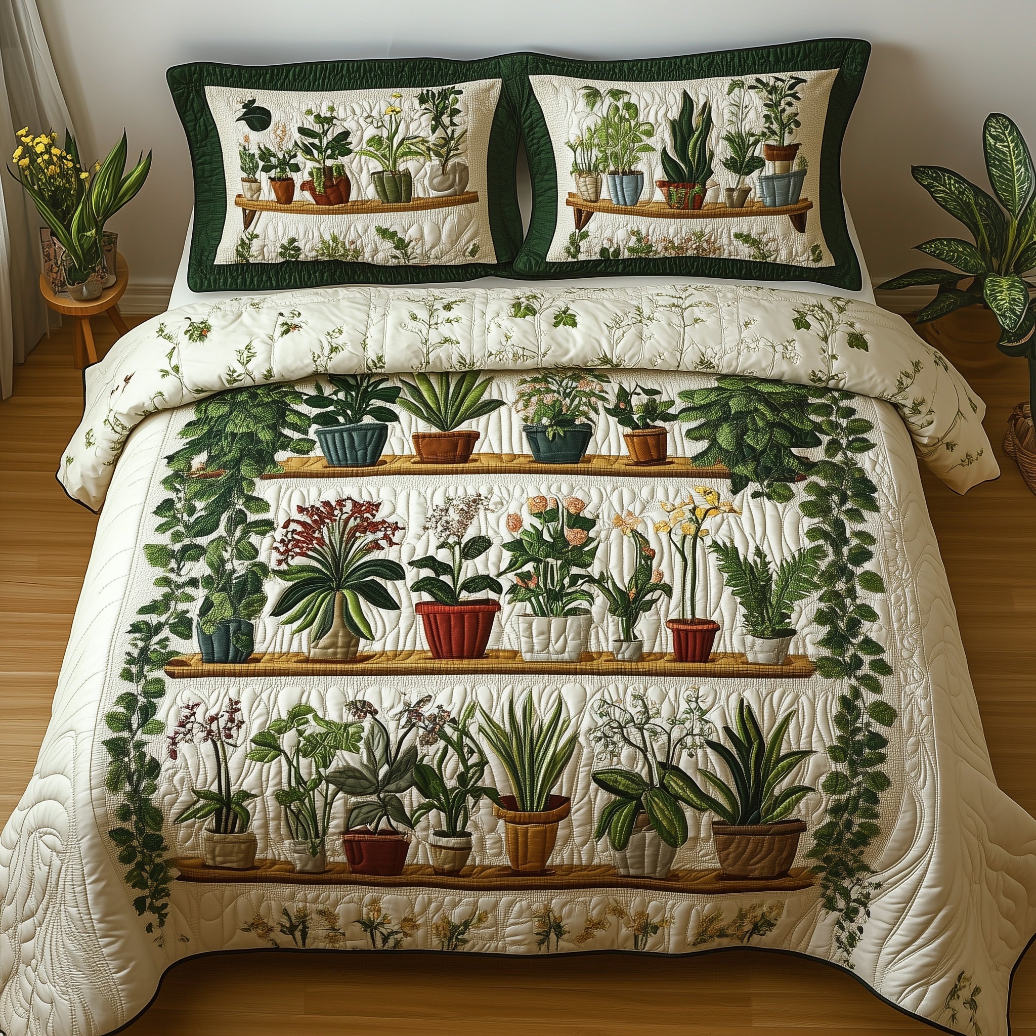 Greenhouse Glow Quilted Bedding Set Duvet Cover Bed Sheet Gardening Gifts For Her