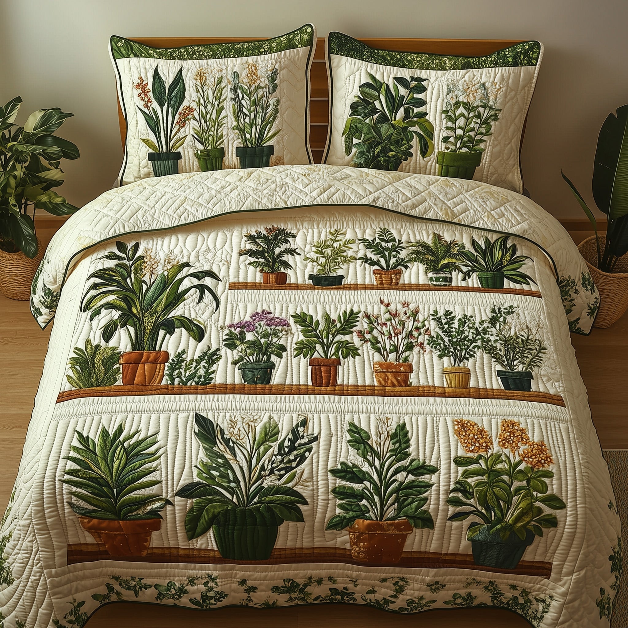 Greenhouse Glow Quilted Bedding Set Duvet Cover Bed Sheet Gifts For Plant Lovers