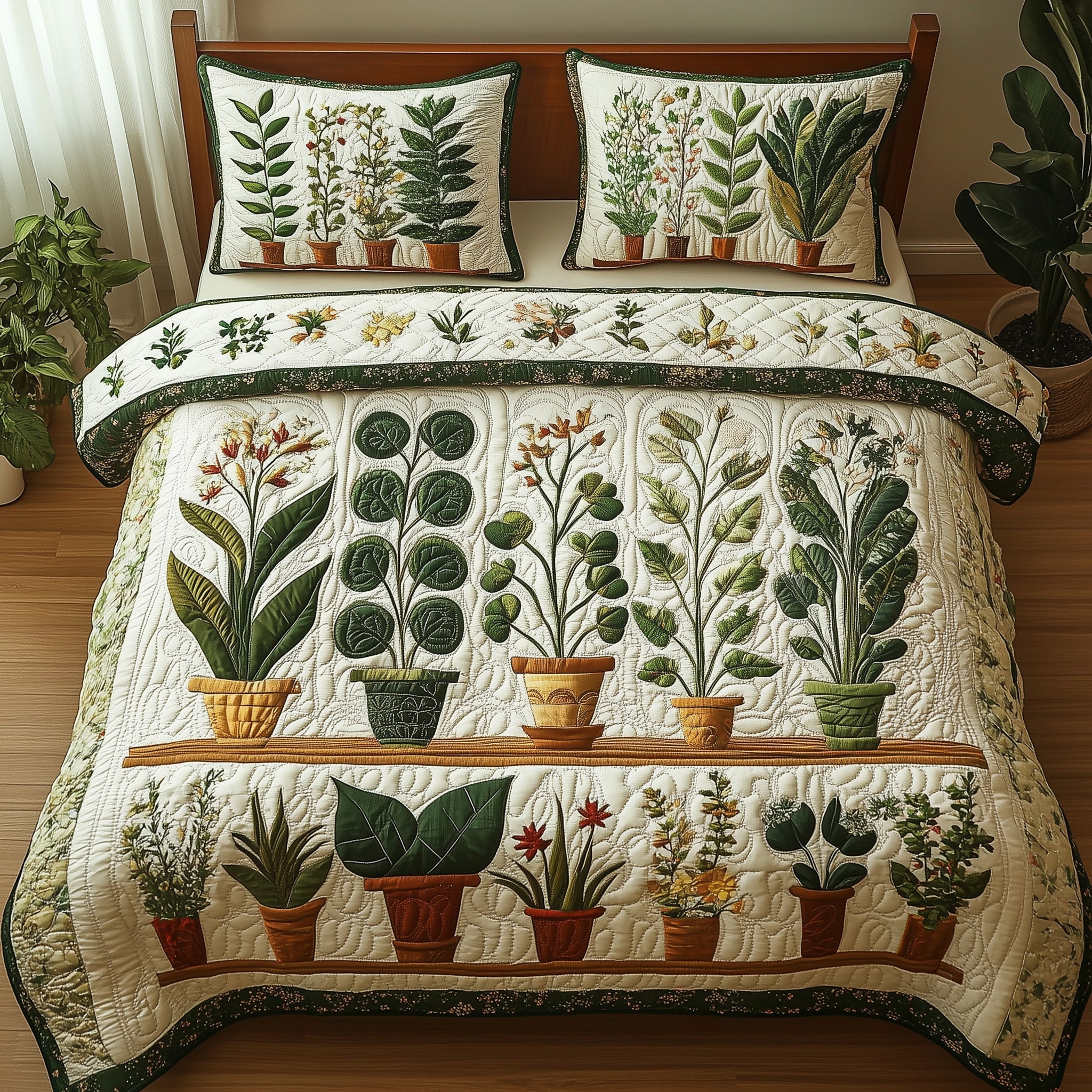 Greenhouse Glow Quilted Bedding Set Duvet Cover Bed Sheet Unusual Gardening Gifts