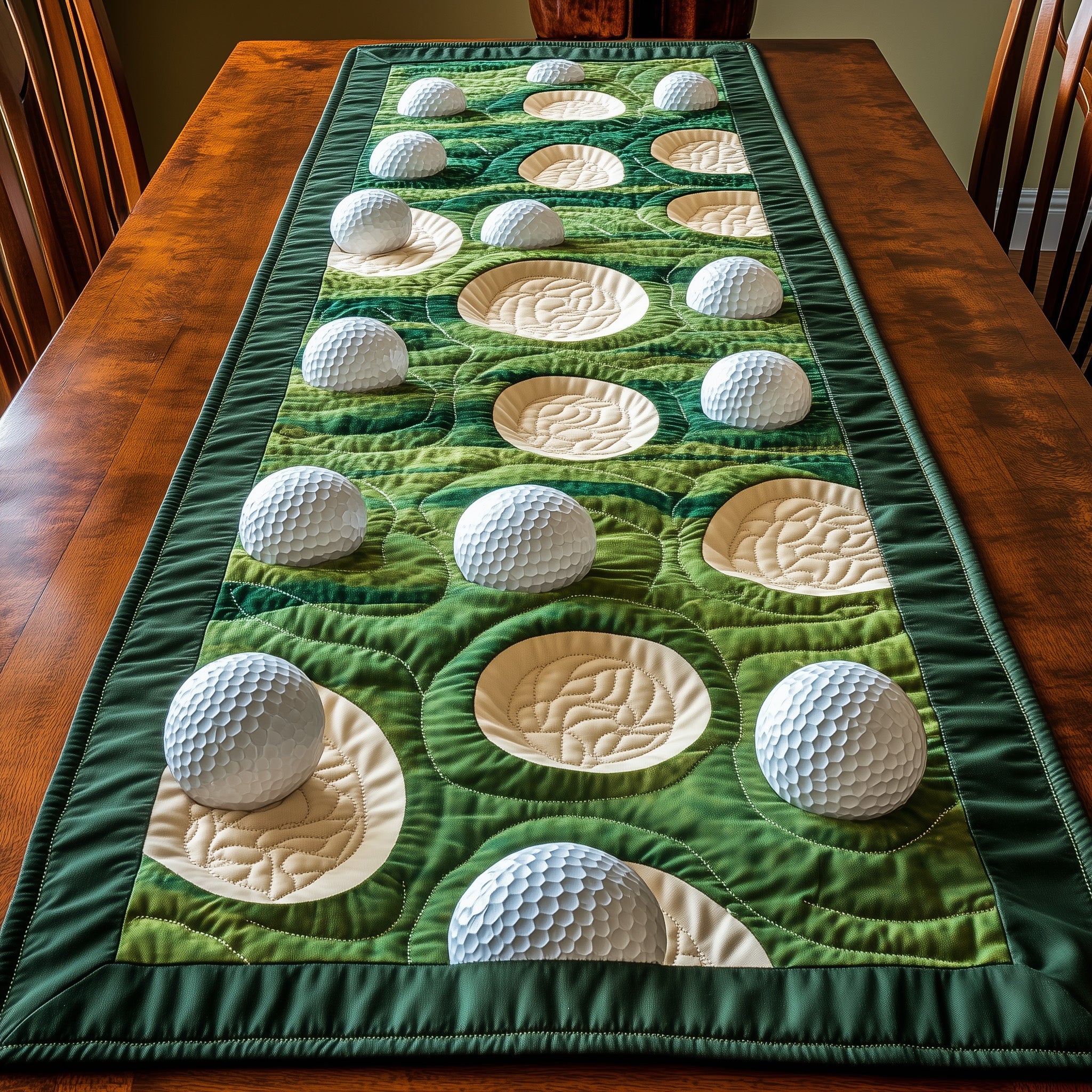 Greenside Charm Quilted Table Runner Christmas Dining Table Runner