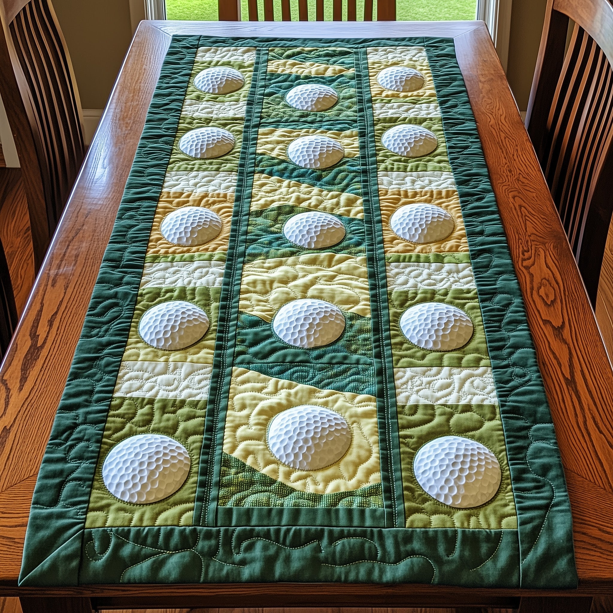 Greenside Charm Quilted Table Runner Special Occasion Table Runner Gift