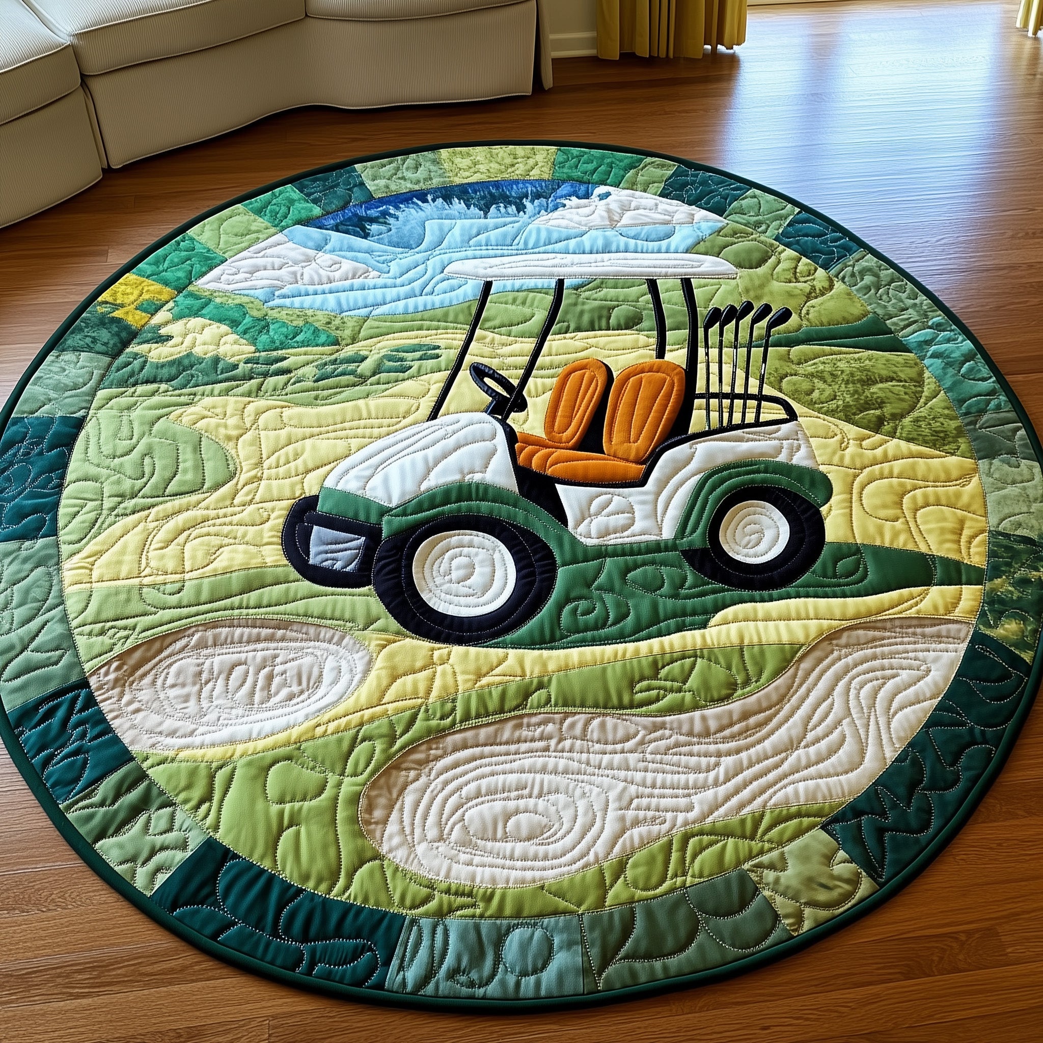 Greenside Rider Quilted Round Mat Non-Slip Quilted Round Mat for Safety and Style