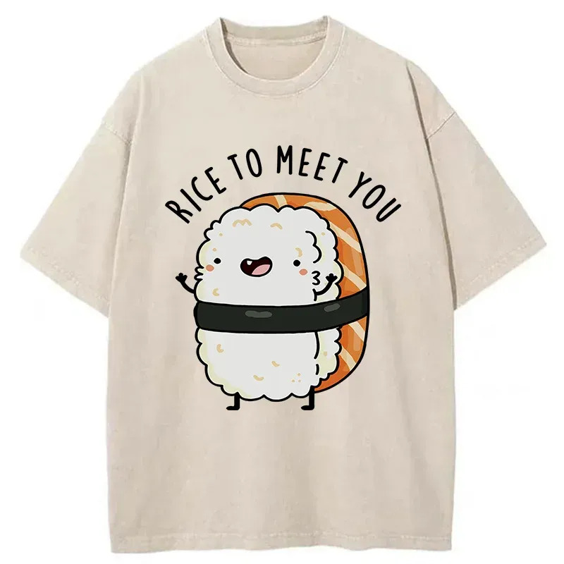Greetings From Sushi Washed T-Shirt Unique Aesthetic Fashion Tee Gifts For Friends