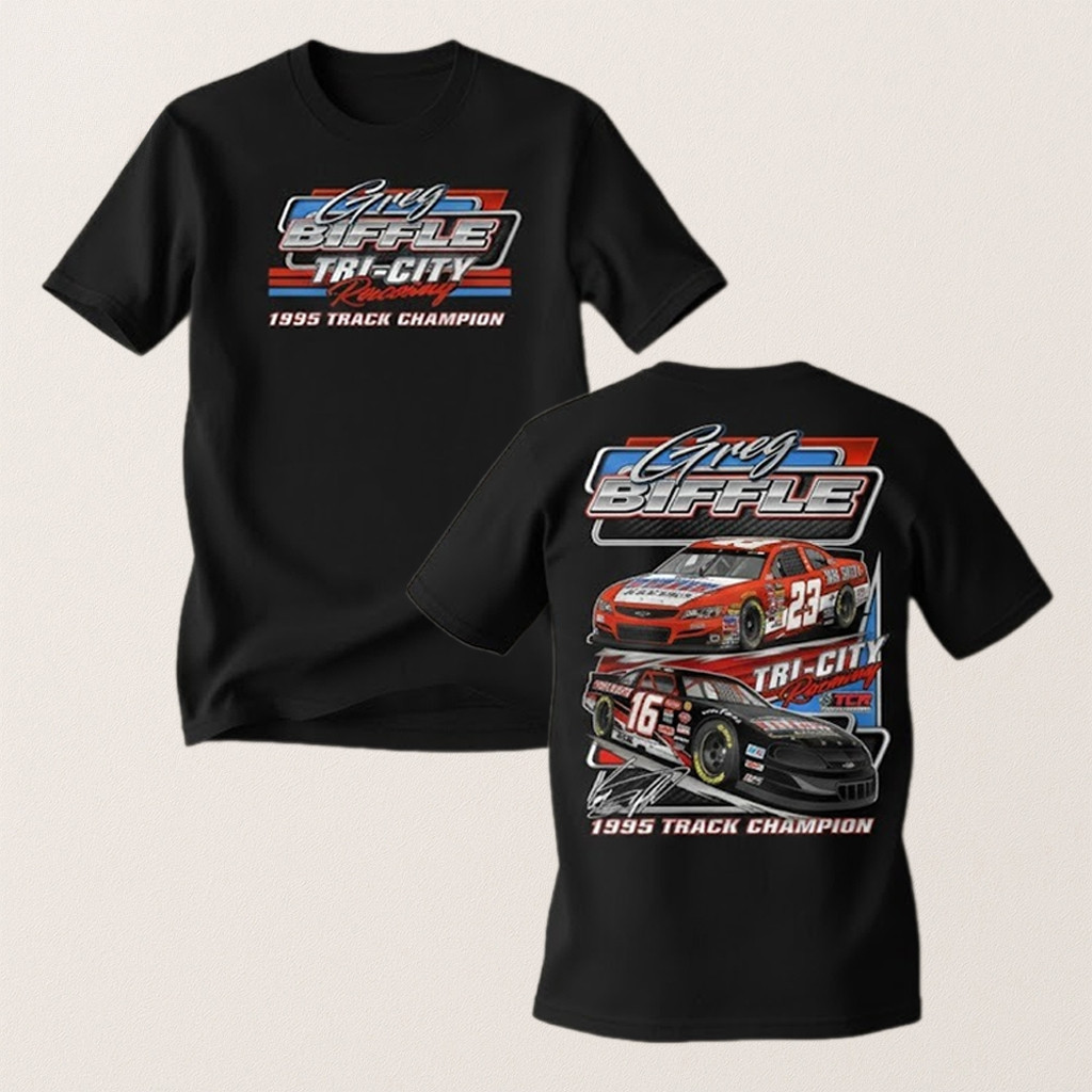 Greg Biffle 2025 Arca Past And Present Raceway 1995 Track Champion Shirt Greg Biffle Merch