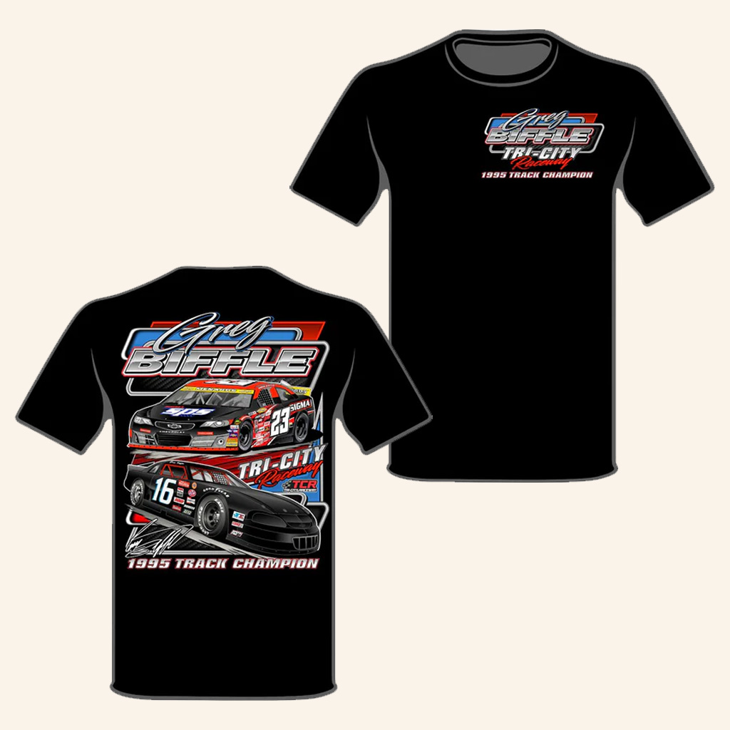 Greg Biffle Merch 2025 Arca Past And Present SPS Shirt 1995 Track Champion Shirt Gifts For Fans